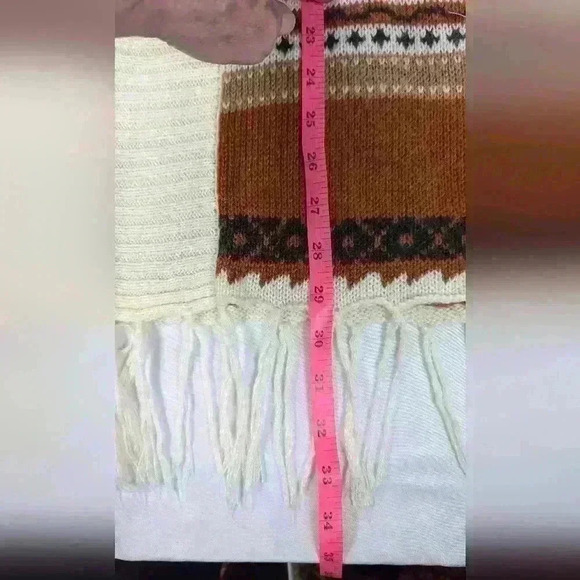 Kirra Fringe Aztec Hooded Sweater Open Front Toggle Size Small - Picture 8 of 11